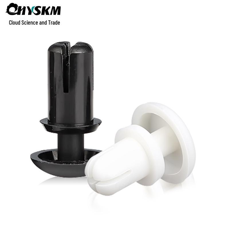 Nylon R-Type Snap-In Rivets & PC Fixing Buckles, Black & White, PA66 Plastic, R3.5