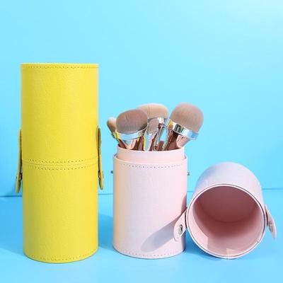 Portable PU Leather Makeup Brush Tube - Dustproof Cosmetic Travel Holder