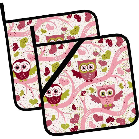 Vintage Floral Pot Holders Set of 2,Kitchen Heat Resistant Potholder for BBQ Cooking Baking,Food Hot Pad for Women Men