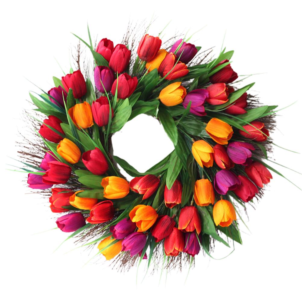 Artificial Tulip Wreath Spring Door Wall Decor