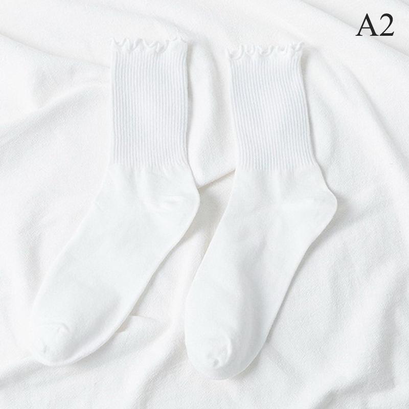 Cute Ruffle Socks Cotton Japanese  Casual Versatile Women S Crew Neck Socks
