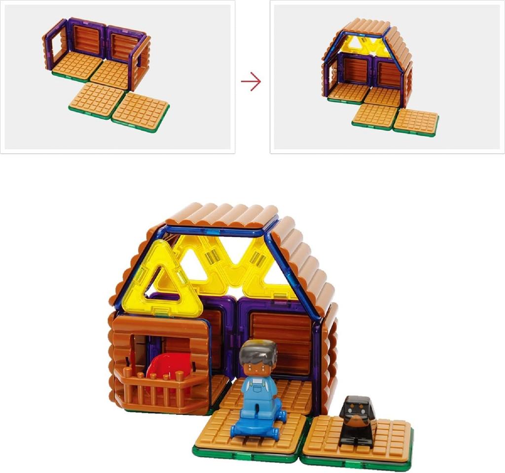 BorneLund MAGFORMERS Log House Set For Ages 3 and Up Educational Toy Magnet Block MF705016 [40 Pieces]