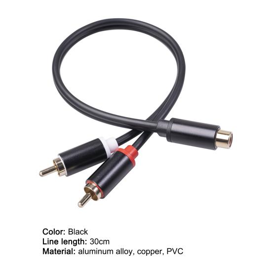 3686MMF-03 Audio Cable Portable Stable Connection 30cm Multifunctional PVC RCA Female to 2 RCA Male Splitter Cord for Power Amplifier