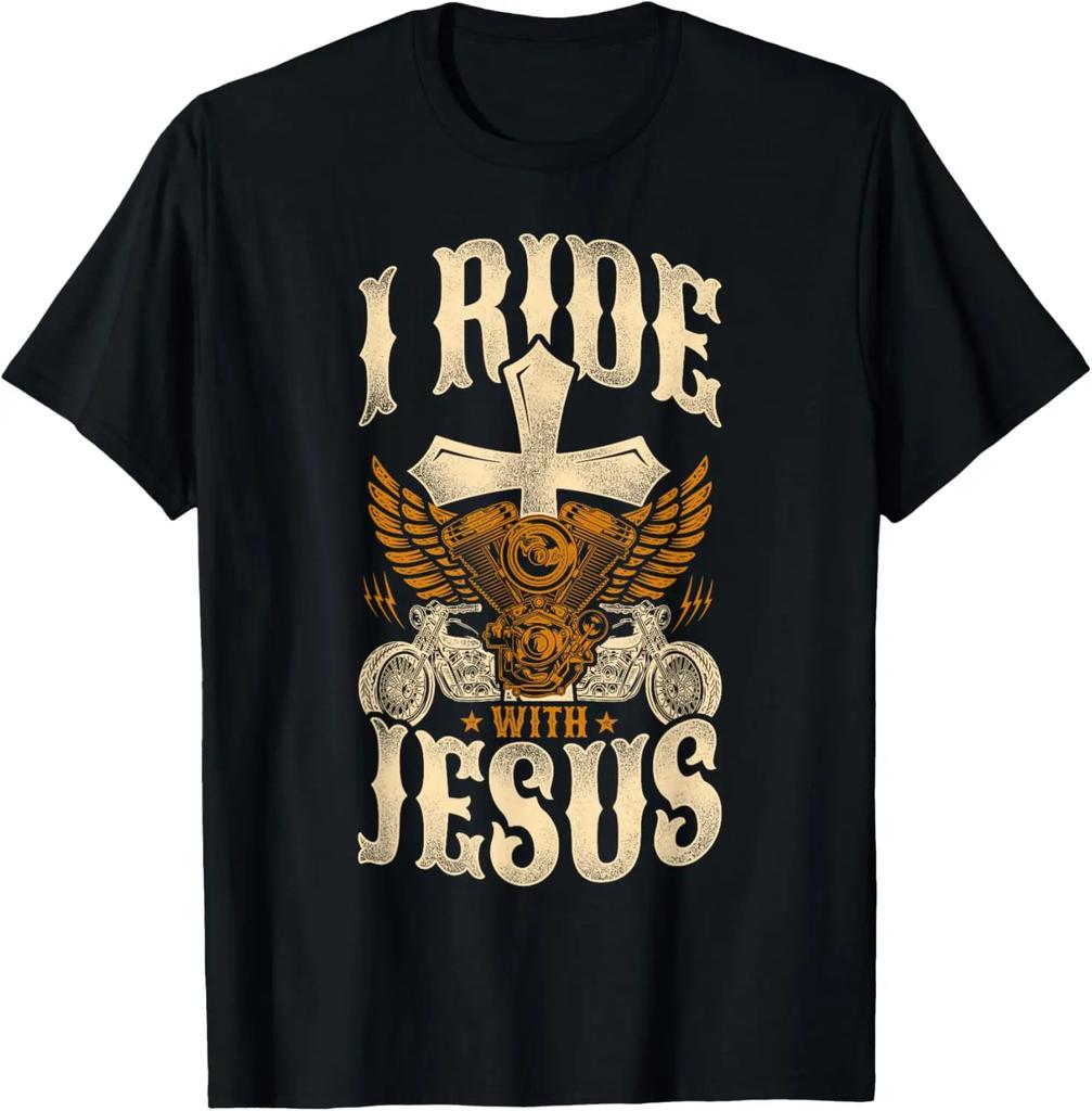 2025 new model Follow Jesus He Is The Way Christian Motorcycle Gospel r T-Shirt Graph T Shirts Mens Clothing Customizable Ropa H