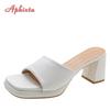 Aphixta Plus Size 45 46 Cool 7cm Chunky Heels Platform Women Flip Flops Summer Peep Toe Slides White Baby Pink Shoes