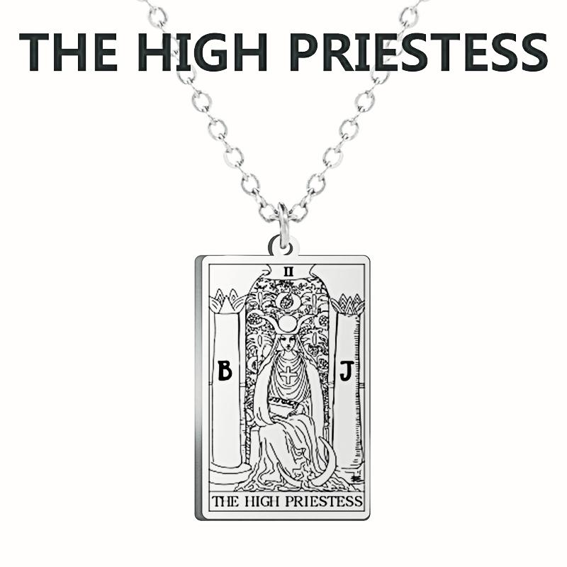 LIKGREAT Tarot Card Necklace Major Arcana Tarots Stainless Steel Necklaces Divination Jewelry Birthday Gift for Women Men
