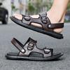 TUINANLE Lässige PU-Lederschuhe für Herren, atmungsaktive Outdoor-Sandalen für Männer, ausgehöhlte Strandschuhe für Männer, römische Schuhe, coole Sommer-Flats