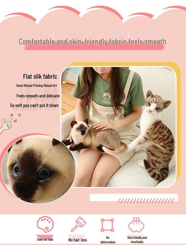 Siamese Cat Plush Toy: Early Education Comfort Gift for Children, Home Decor Ornament