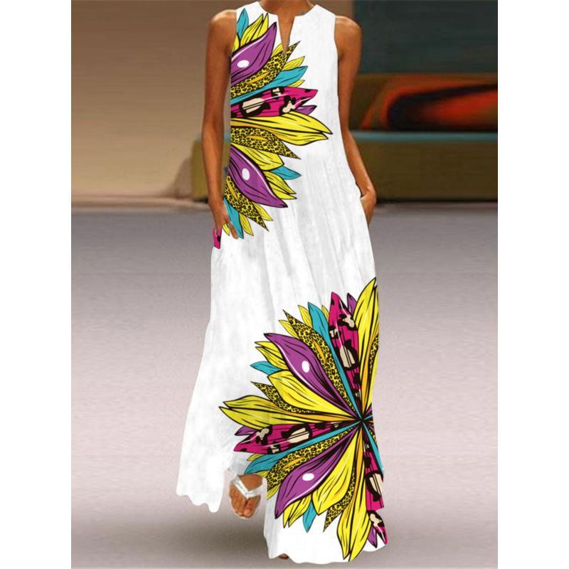 2025 Summer Chiffon Pullover Type A Street A- line Skirt V-neck Dress Fashion Mid Waist Sexy Sleeveless Dress