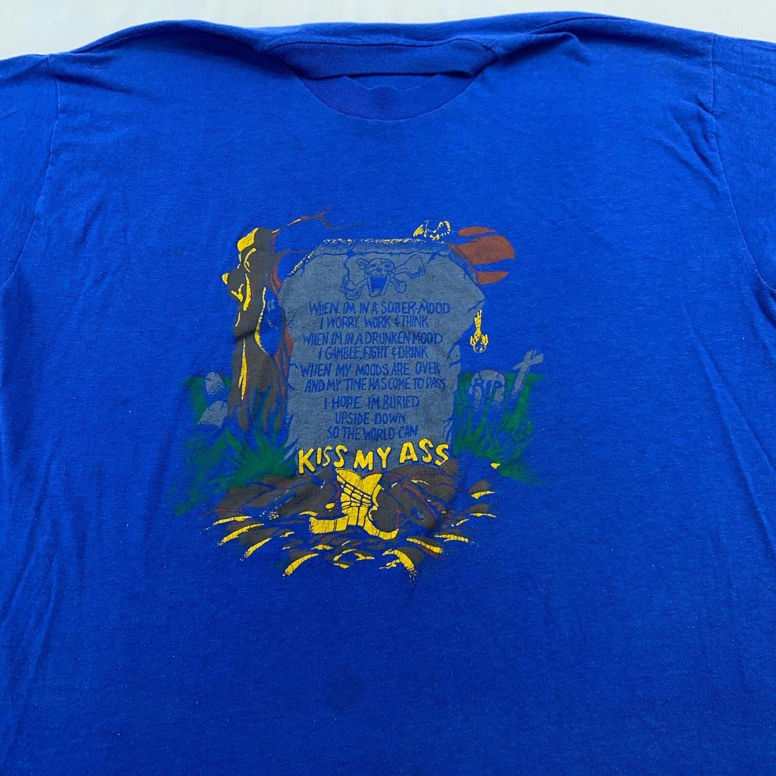 

vtg 90s BURY ME UPSIDE DOWN KISS MY A$$ T-Shirt MEDIUM funny joke grave L