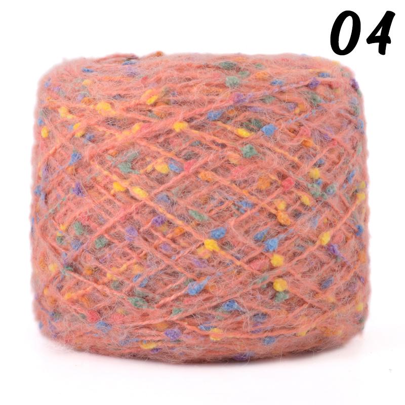 Mohair Yarn Ball with Rainbow Candy Beans Embellishment Soft Wool for Sweater Scarf Bag DIY Crochet Colorful Ball Thread