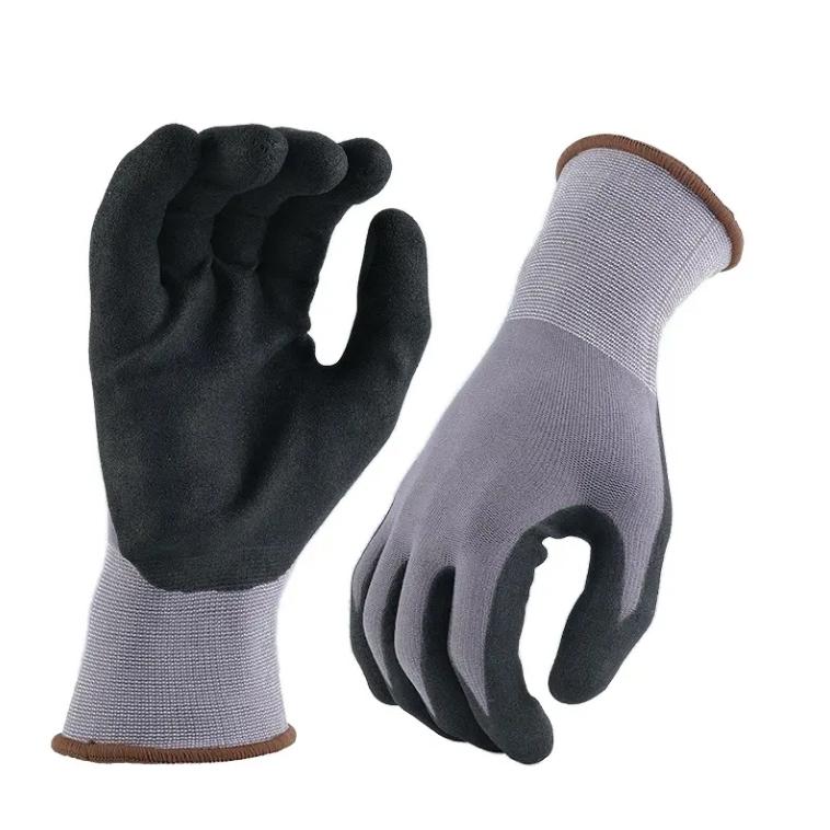 Touch Screen 4131X 15 Gauge Nitrile Coated Hyflex Gloves Industrial Nitrile Gloves China Gloves With Logo L серый