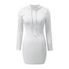 Women's Fashion Elegant Hooded Hip Dress Long Sleeve Color Dress