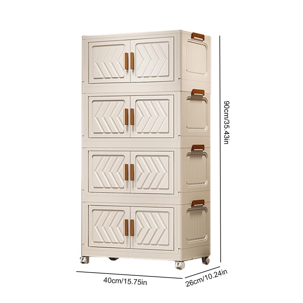 4 Tier Foldable Storage Box with Clear Door Spacious/Durable Easy-to-Assemble Ideal for Organizing Clothes Books Storage Cabinet