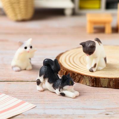 Creative Funny Resin Cat Ornament Simulation Animal Micro Landscape Mini Cat Figure Crafts Miniatures Figurines Home Decoration