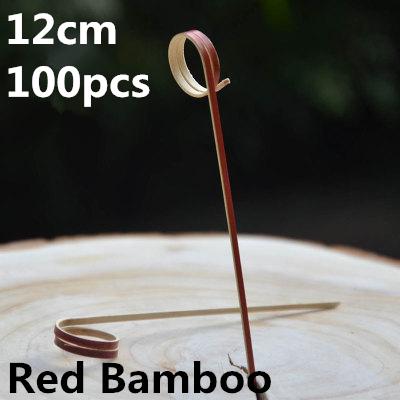 100pcs 12cm Fruit Cocktail Pick Stick Different Style Bamboo/PVC Buffet Cupcake Toppers Bar Tools Barware