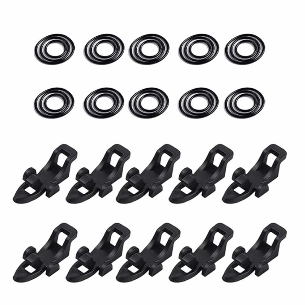 

10 Set with 3 Sizes Rubber Rings Fishing Rod Hook Holder ABS 28mm Fishing Bait Holder Lightweight Fishing Lure Holder чёрный