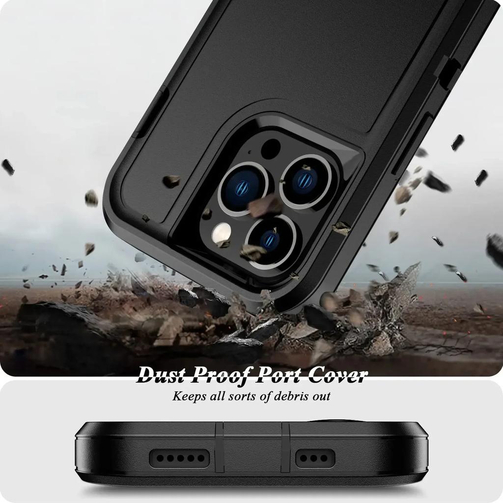 Case For iPhone 17 16 14 15 Plus 11 13 12 Pro Max 17Air 16e Heavy Duty Shockproof Anti-Scratch Protective with Kickstand Cover