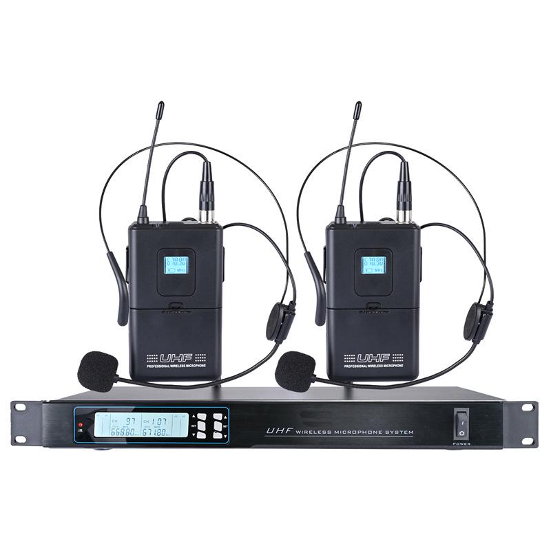 

Dual U-Band Wireless Lavalier and Headset Microphone Set for Professional Stage and Meeting Use Standard