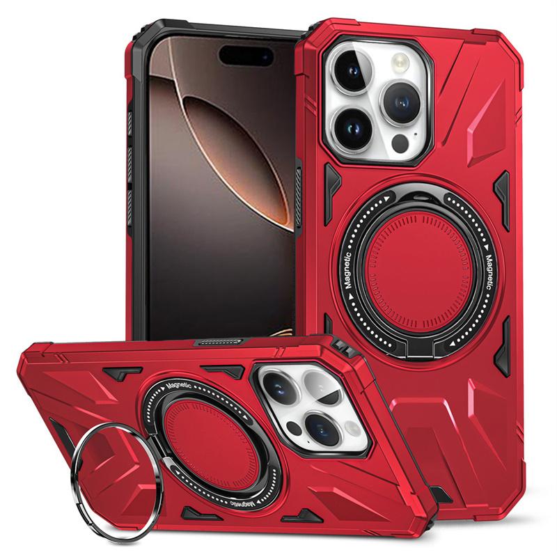 For Magsafe Shockproof Armor Ring Holder Phone Case For IPhone 16 15 14 13 12 11 Pro Max Plus Magnetic Wireless Charging Cover