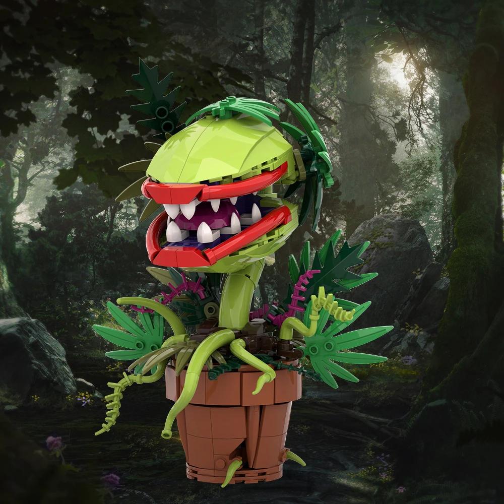 MOC Audrey II Piranha Plant Building Block Chomper Potted Plants Horrors Flower Model Bricks Assemble Toys Children Collect Gift