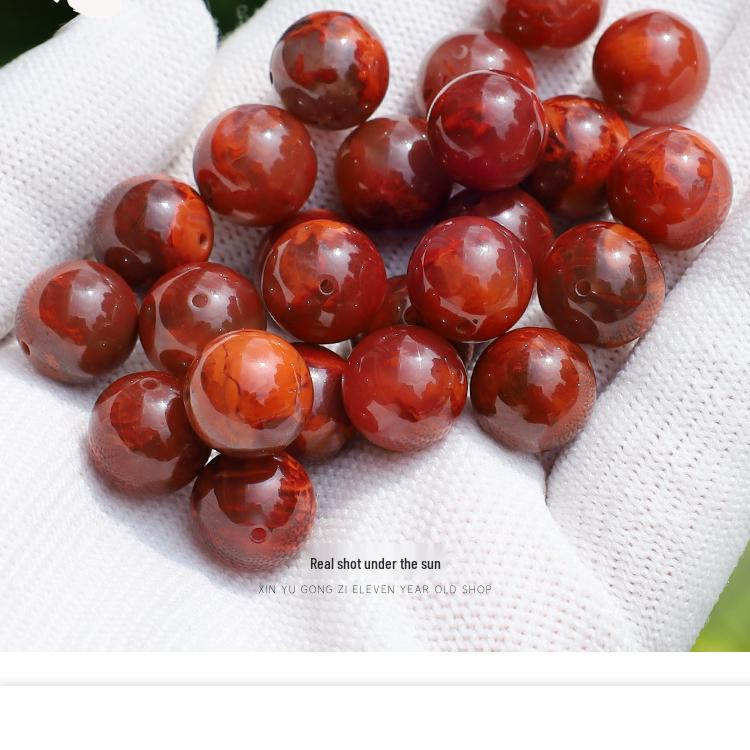 Liangshan Flame Pattern Southern Red Agate Loose Beads for Bracelets