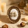 Ring Display Tray with Multiple Horizontal Slots, Ornate Oval Scrollwork Frame and Flat Base for Tabletop Presentation
