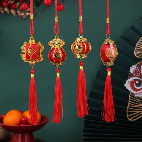 Red Lucky Hanging Lanterns Mini Chinese New Year Lantern Decoration with Tassel for Spring Festival Wedding Party Decor