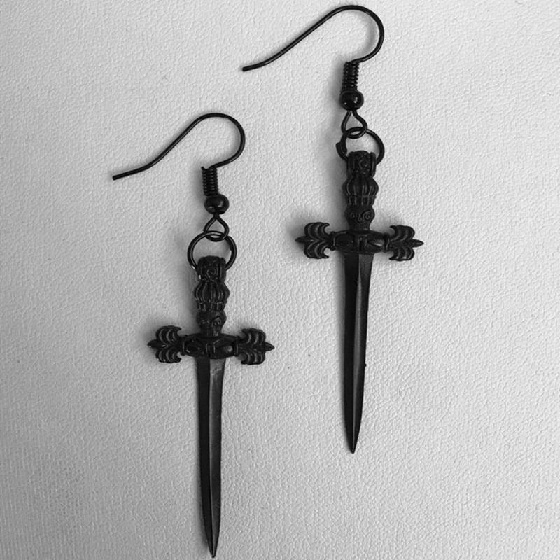 Gothic Cross Dangle Sword Earrings: Unisex Alloy Jewelry