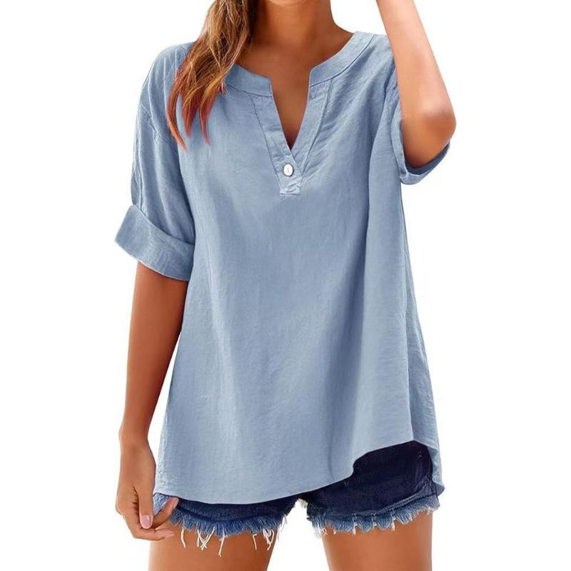 Casual Summer Shirt Solid Color Loose Top Fresh Sweet Women's Fashion Versatile Shirt
