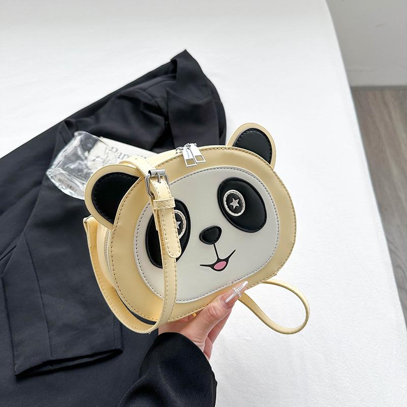 Cute Panda Small Bag 2025 New Japanese Cartoon Soft Girl Foreign Style Versatile Shoulder Bag Trendy Messenger Small Round Bag