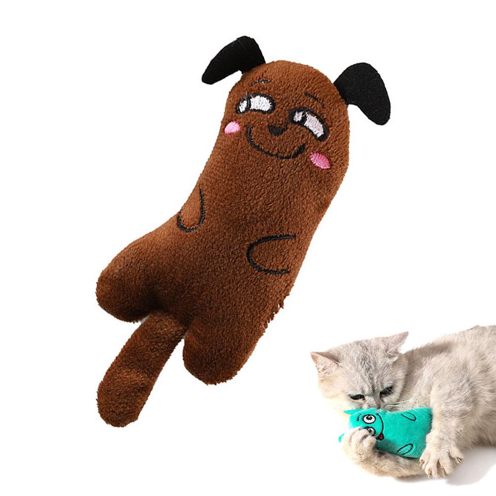 Cartoon Cat and Dog Shaped Toys, Bite-resistant Puppy Plush Dolls Cat Self-entertainment Teeth Grinding and Cleaning Interactiv