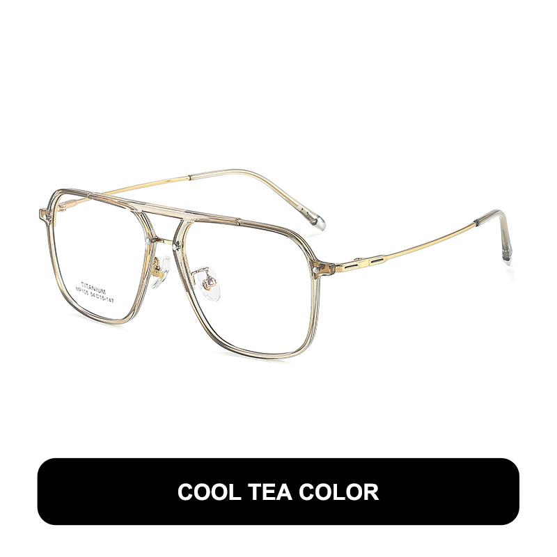 

Retro Oversized Wide-Rim Double-Bridge Glasses Frames Semi-Titanium Men s Eyeglasses For Large Faces Business Casual Eyewear