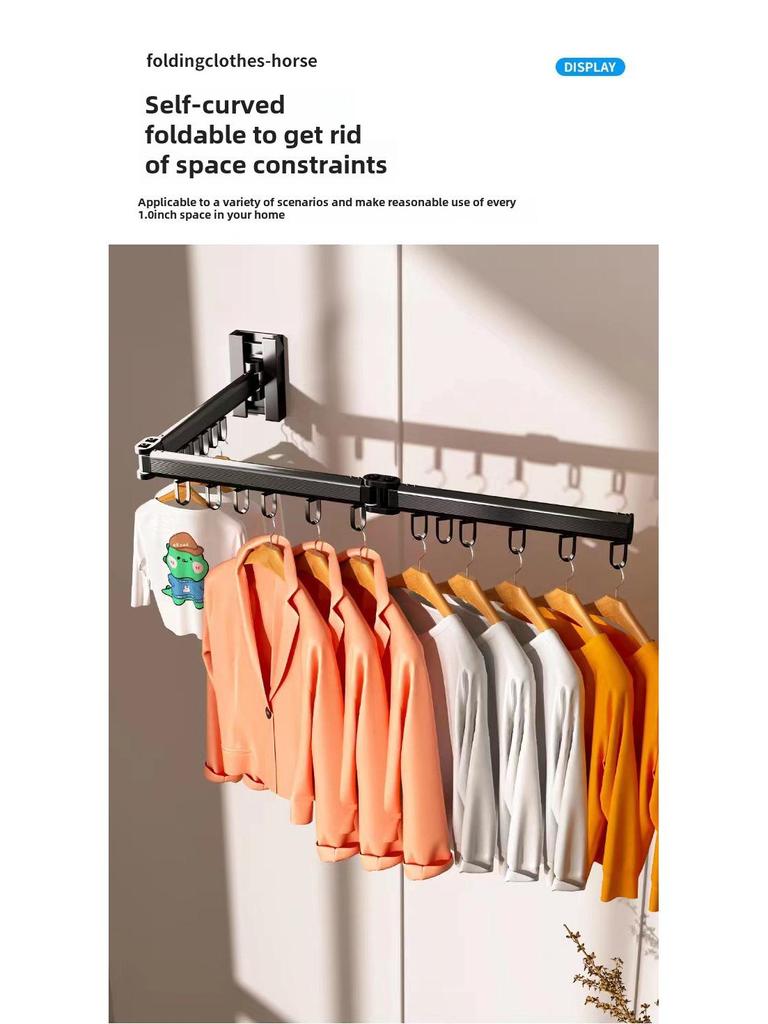 Wall-Mounted Foldable Clothes Drying Rack for Balcony and Bathroom