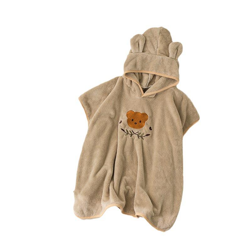 Cartoon Hooded Coral Fleece Bath Towel Cape for Children and Newborns
