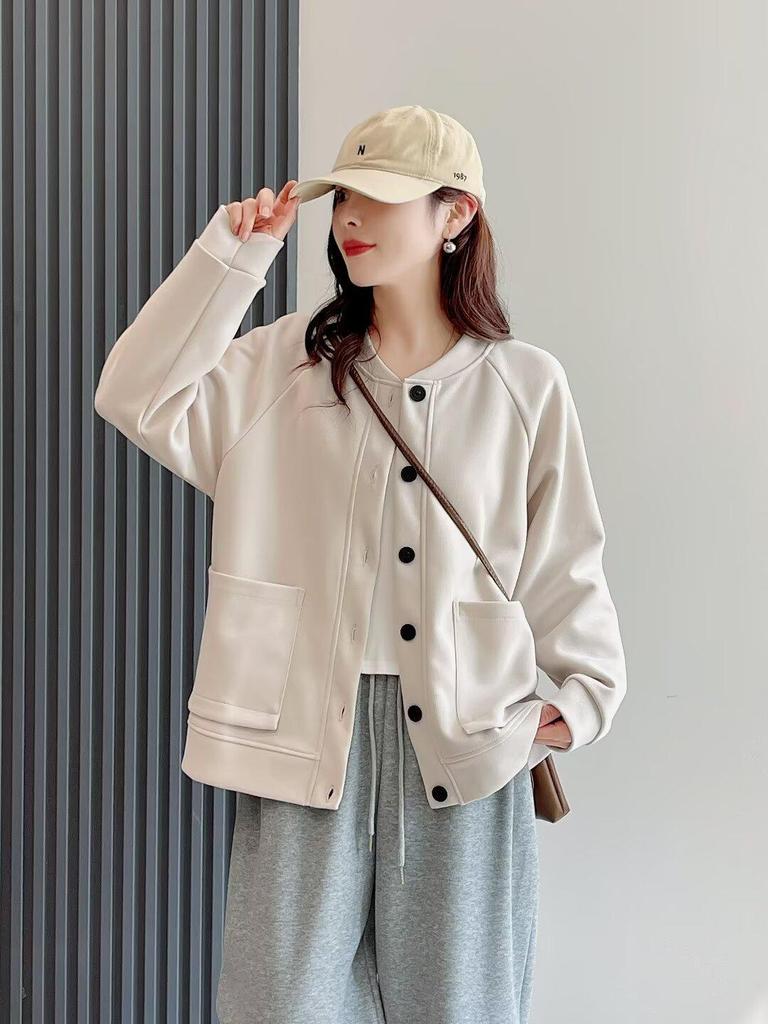 Women's Petite Loose Slimming Cardigan Sweatshirt - 2025 Spring/Autumn Collection