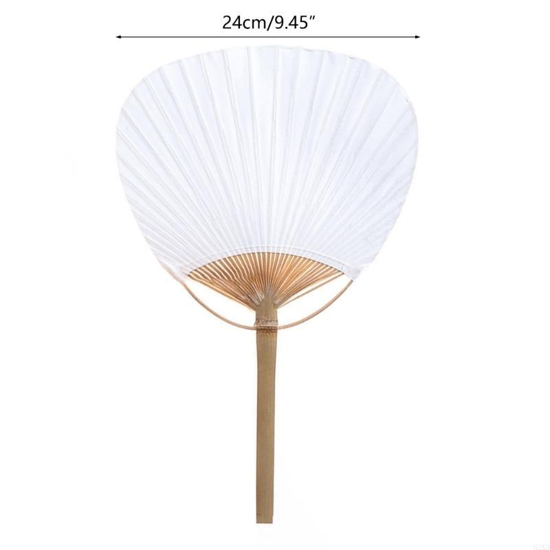 62KD Foldable Paper Fan Blank Paper Bamboo Handle Fans for Creative DIY Hand Painting Convenient for Travel and Storage