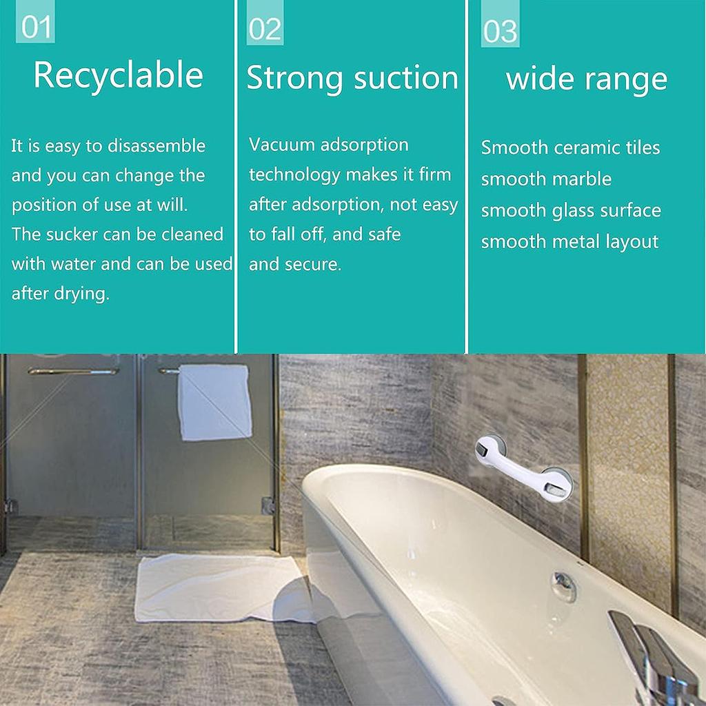 2 PCS Grab Bars for Bathtubs and Showers, Shower Handles for Elderly Suction, Bathroom Accessories for Shower Chair