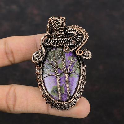Tree Of Life Purpurite Pendant Copper Wire Wrapped Pendant Handmade Gemstone Pendant Copper Wire Wrap Jewelry Gift For Mom Purpurite Jewelry