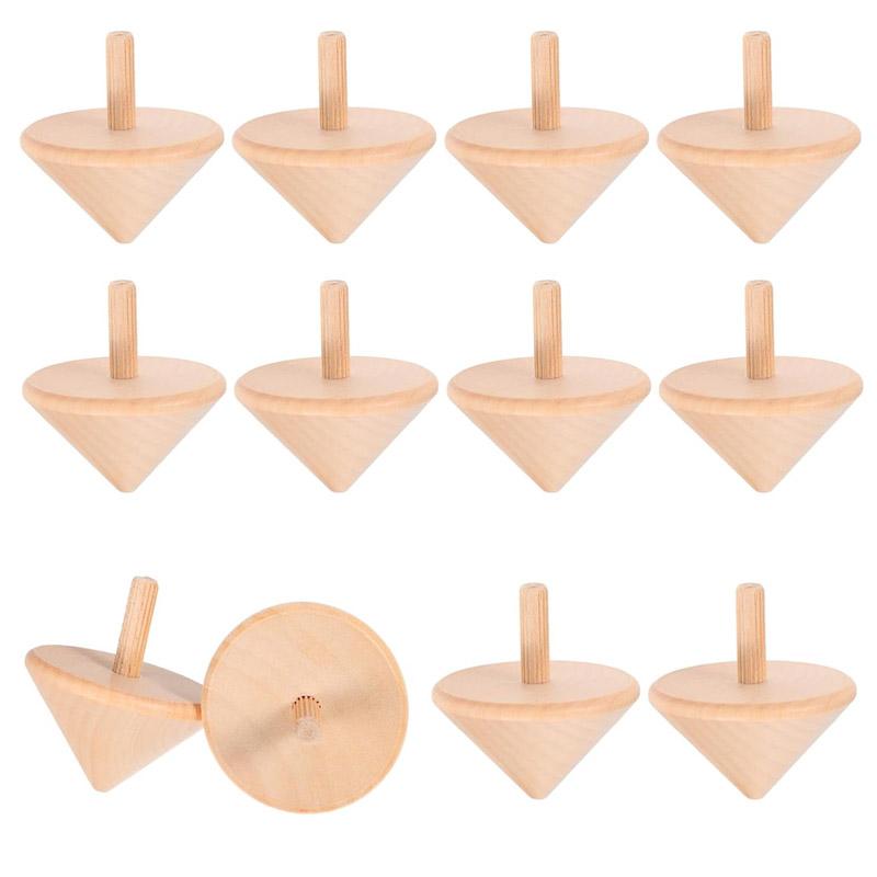 6Pcs Unfinished Wooden Spinning Top For Kids Birthday Small Gifts Art Craft Supplies Party Favors Classroom Prizes Boys Girls