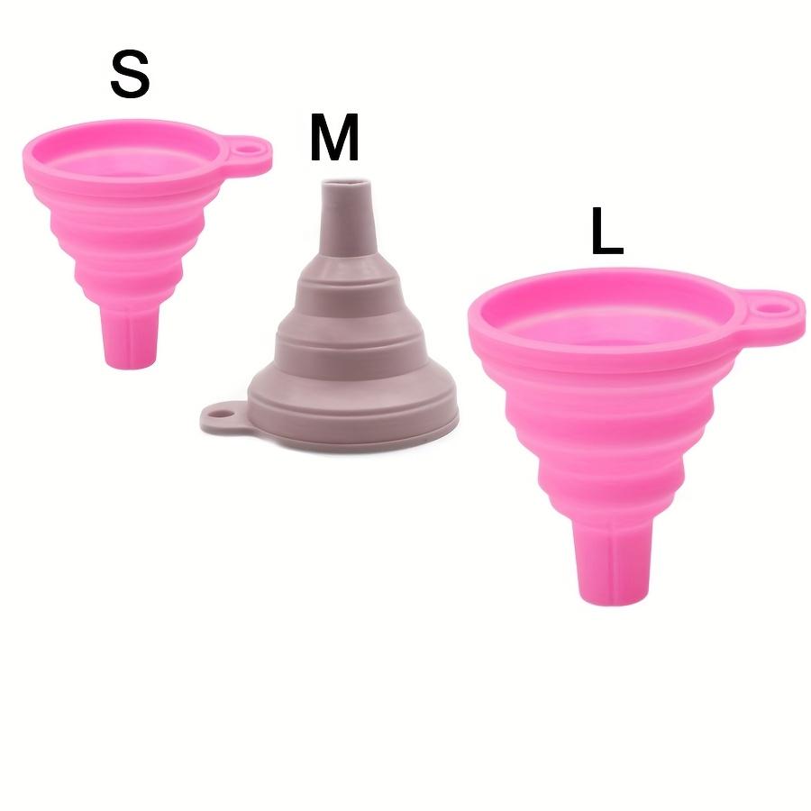

3PCS Silicone Foldable Funnel Set, Portable Car Funnel for Washer Fluid & Engine Oil, Versatile Liquid Dispensing Tool рожевий