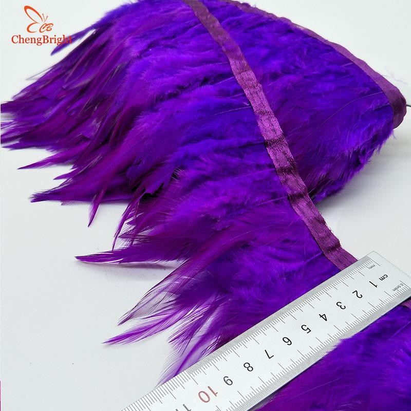 

Chengbright 10yards Chicken Cock Feathers Trim Cloth Sideband Chicken Pheasant Feather Trims Clothing Wedding Feather Ribbon A 5 Yards фиолетовый
