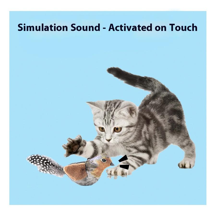 Simulation calling bird cat toy cat self-hi toy sounding bird teasing cat stick catnip toy pet supplies