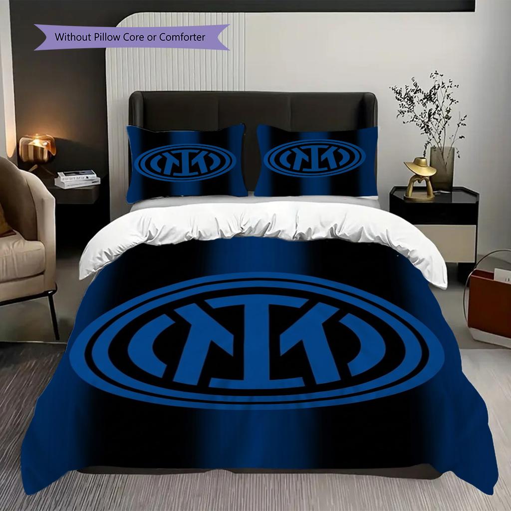 Inter Milan Emblem Background Bedding (1 * Duvet Cover + 2 * Pillowcase, Without Core) Duvet Cover and Pillowcase Bedding Set Christmas Birthday Gift
