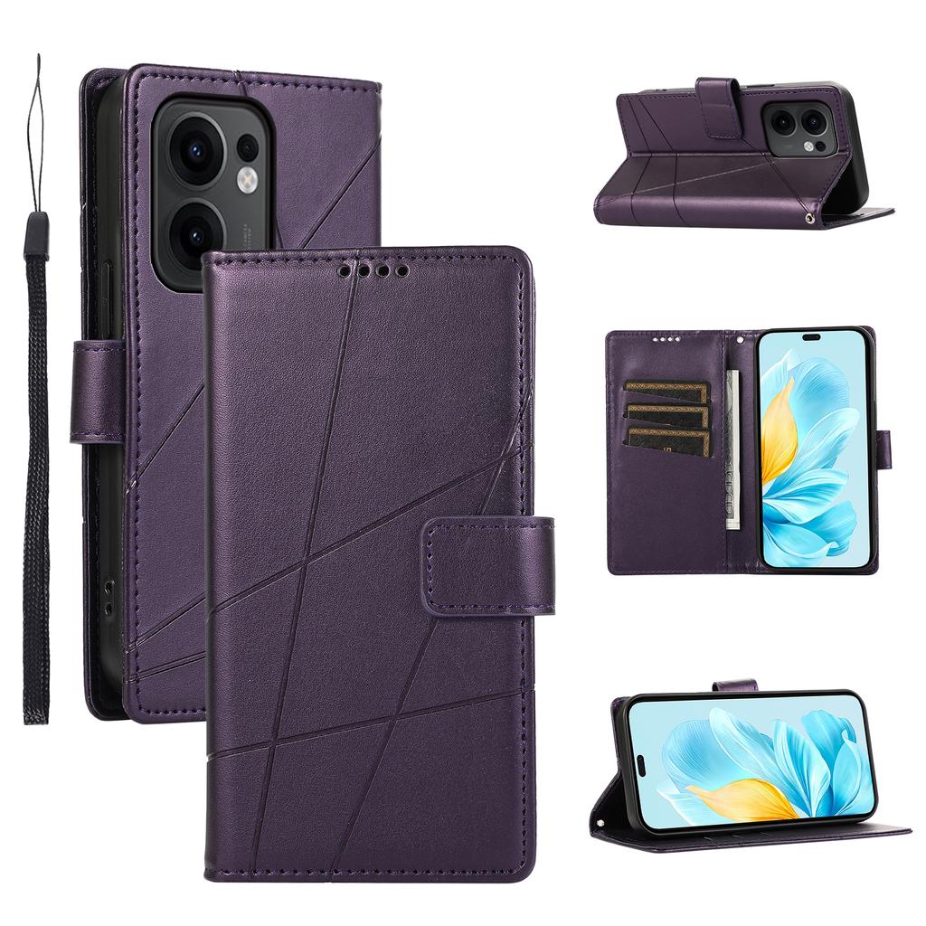 DF-06 For Oppo Reno13 F 5G (Reno 13 FS 5G)/4G Phone Case Line Imprint Leather Wallet Cover