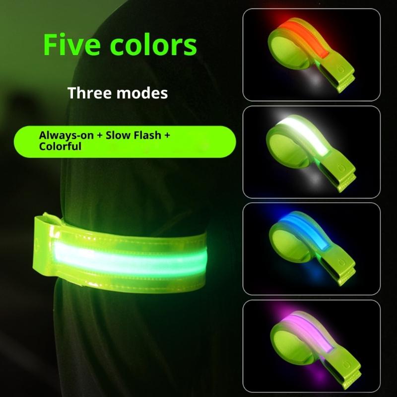 High Visibility LED Safety Armband with Reflective Strips USB C Rechargeable Reflective Wristband for Outdoor Activities