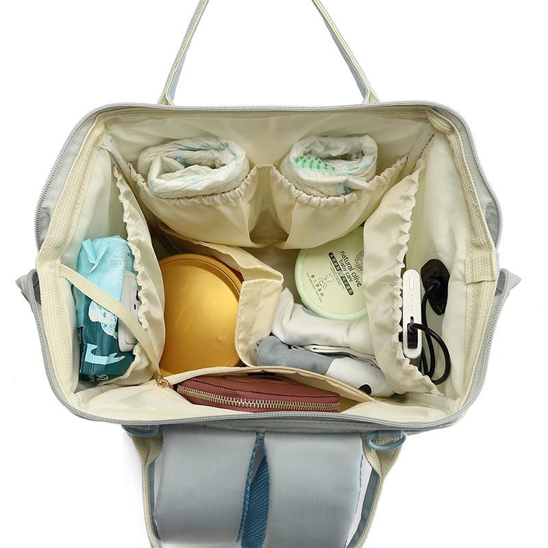 Baby Nappy Bag Mummy Bag Backpack Waterproof Storage Handbag Outdoor Travel Mommy Maternity Bag for Baby Stuff 2 Layer Gray