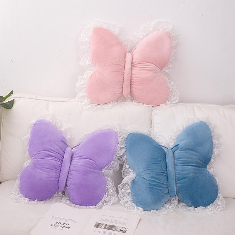 Simulated Lace Butterfly Pillow for Girls' Home Bedroom Sofa Cushion Pillow Sleeping Pillow Ornament