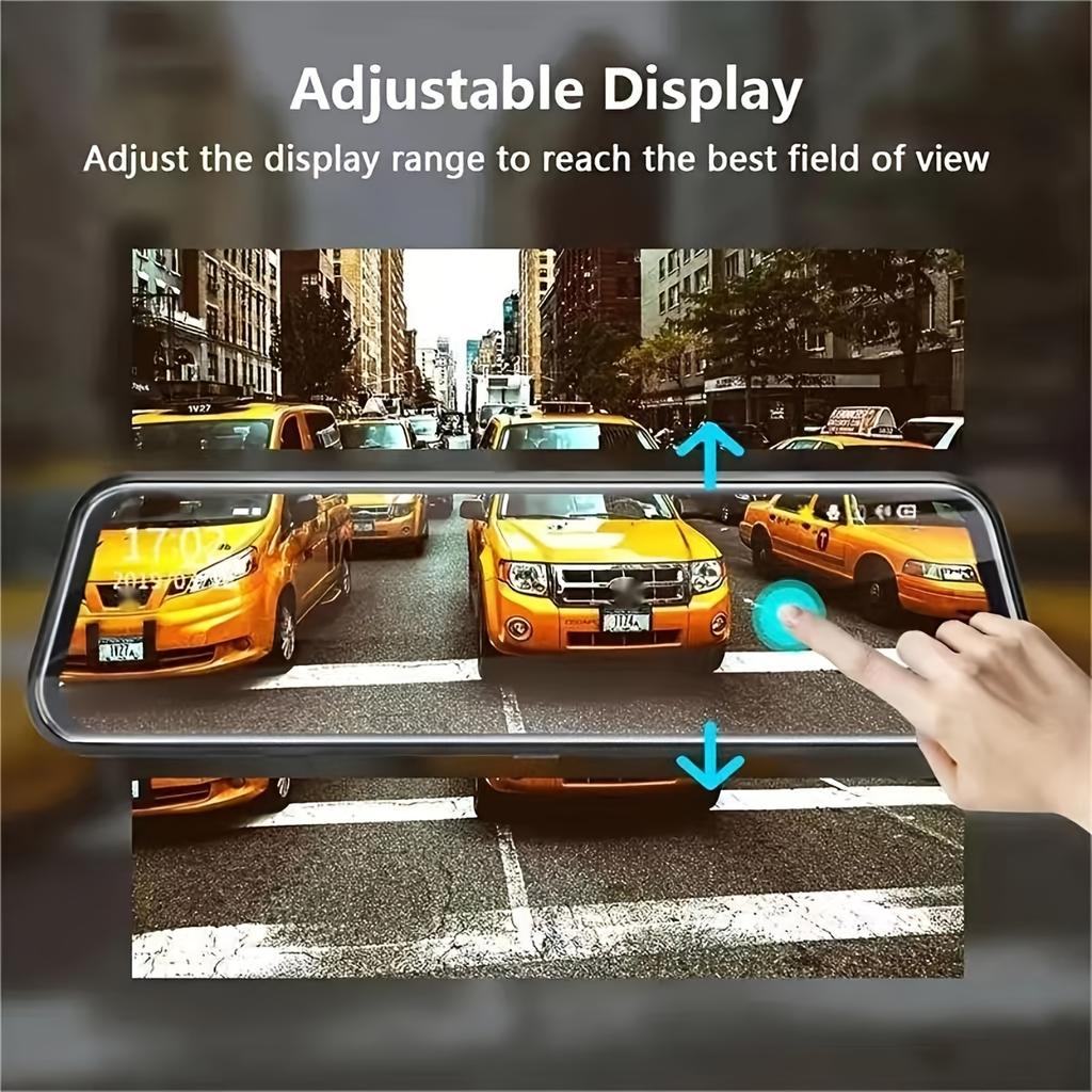10 Inch IPS Touch Screen Dash Cam 1080P Wide Angle Lens Loop Recording Gravity Sensor Parking Monitoring