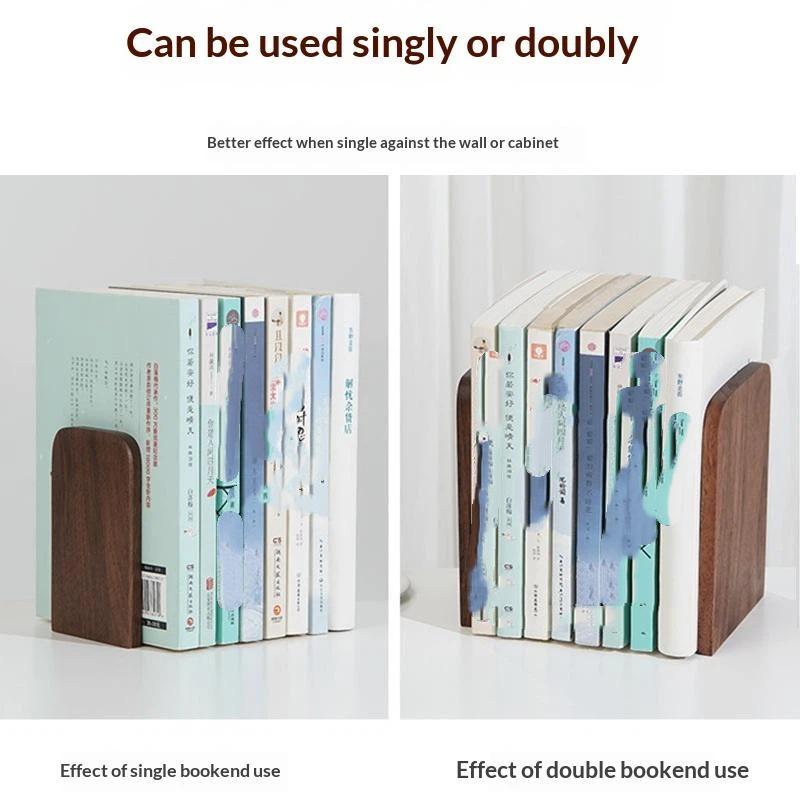 Nature Wooden Bookends Desktop Bookshelf Desk Organizer Office Home Book Accessories Storage Book Holder Wood Book Ends